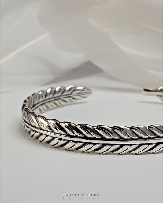 Sterling Silver Feather Cuff Bracelet