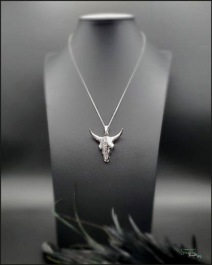 Sterling Silver Ox Skull Pendant