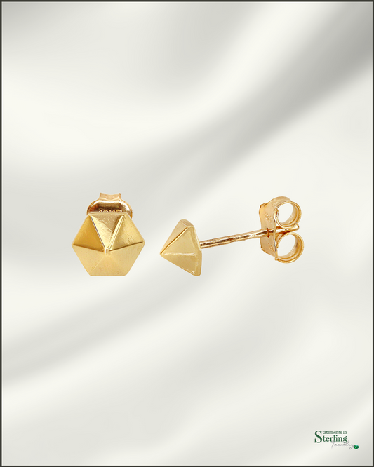 10k Yellow Gold Pyramid Stud Earrings