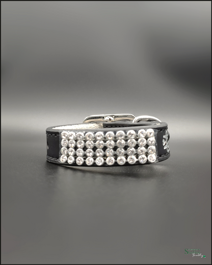 Mutt Couture Rhinestone and Leather Petite Glam Dog Collar in Black