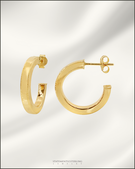 10k Yellow Gold Square Edge Hoop Earrings