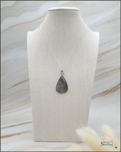 Rutilated Quartz and Sterling Silver Pendant