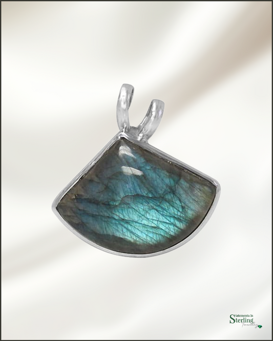 Sterling Silver Abstract Pendant in Labradorite