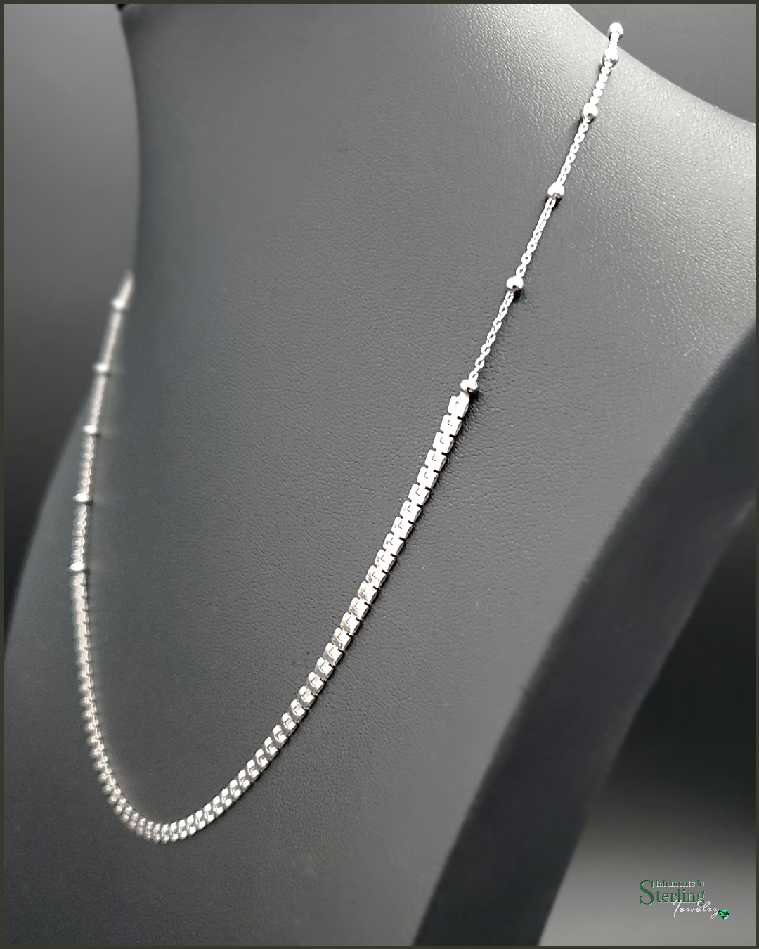 Sterling Silver Italian Double Link Necklace in Rhodium