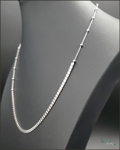 Sterling Silver Italian Double Link Necklace in Rhodium