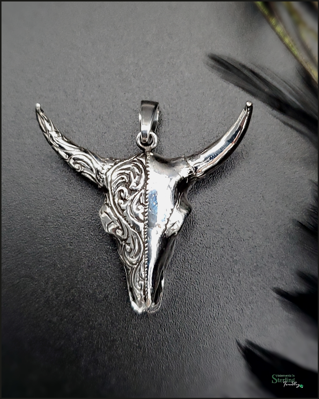 Sterling Silver Ox Skull Pendant