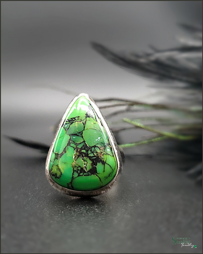 Green Turquoise and Sterling Silver Ring