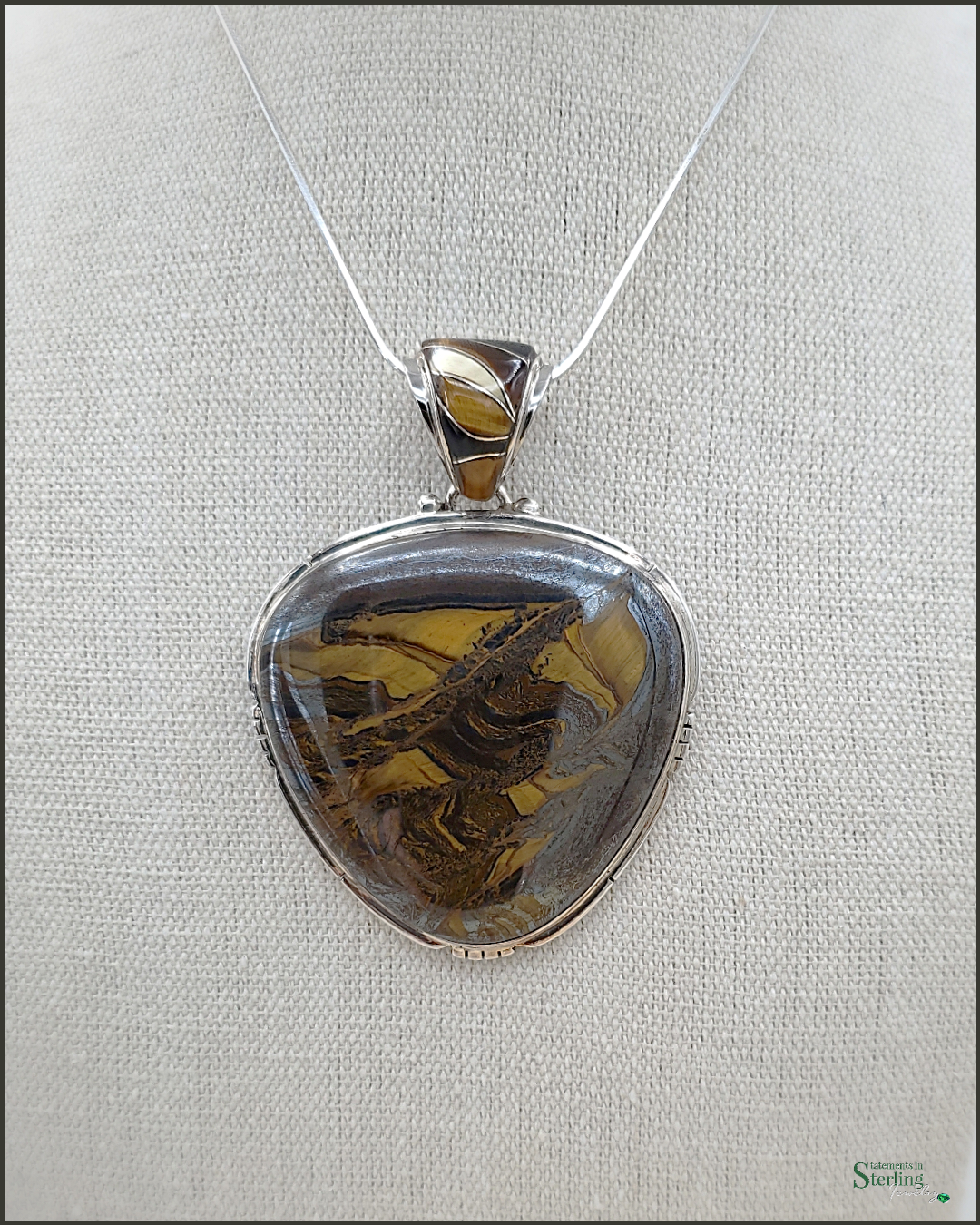 Tiger Eye Southwest Pendant with Gemstone Inlay