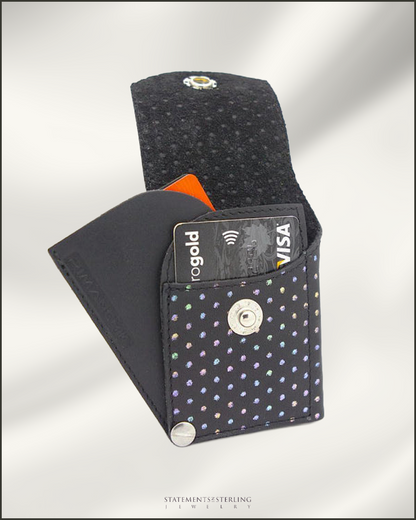 Rimanchik JACK Leather Wallet in Metallic Dots
