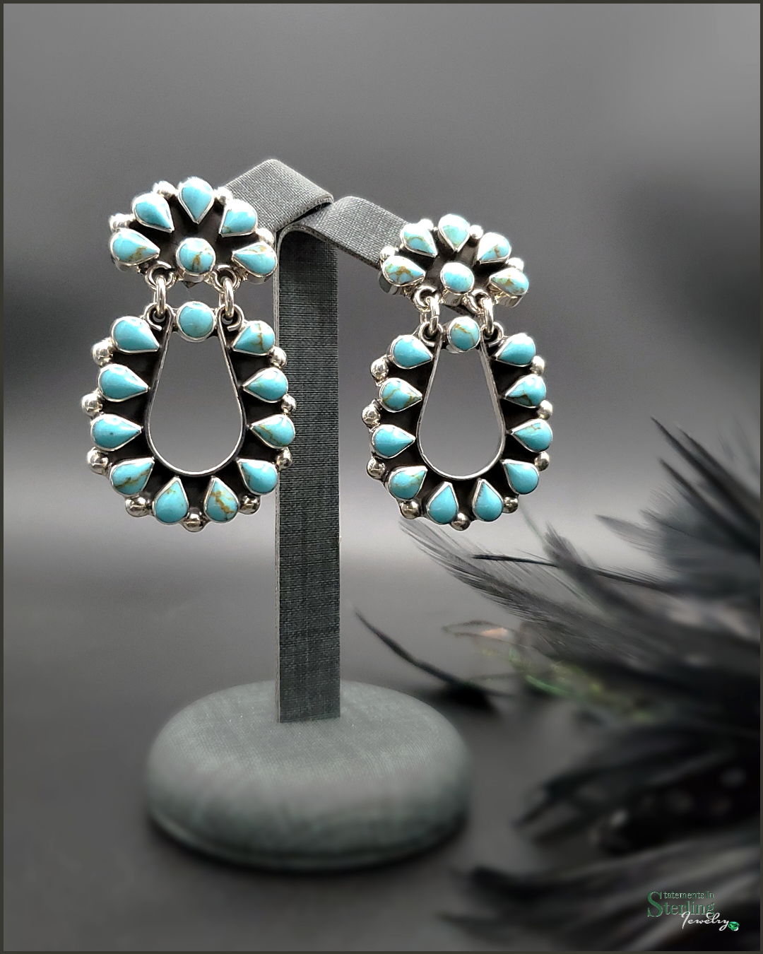 Turquoise and Sterling Silver Teardrop Earrings