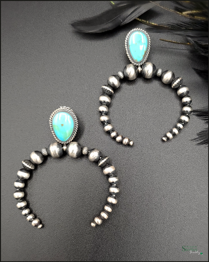 Sonoran Turquoise and Sterling Silver Naja Earrings by Diane Wylie