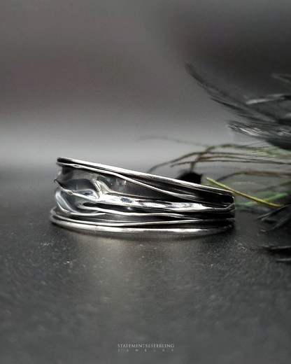 Sterling Silver Crinkle Petite Cuff Bracelet in Oxidized