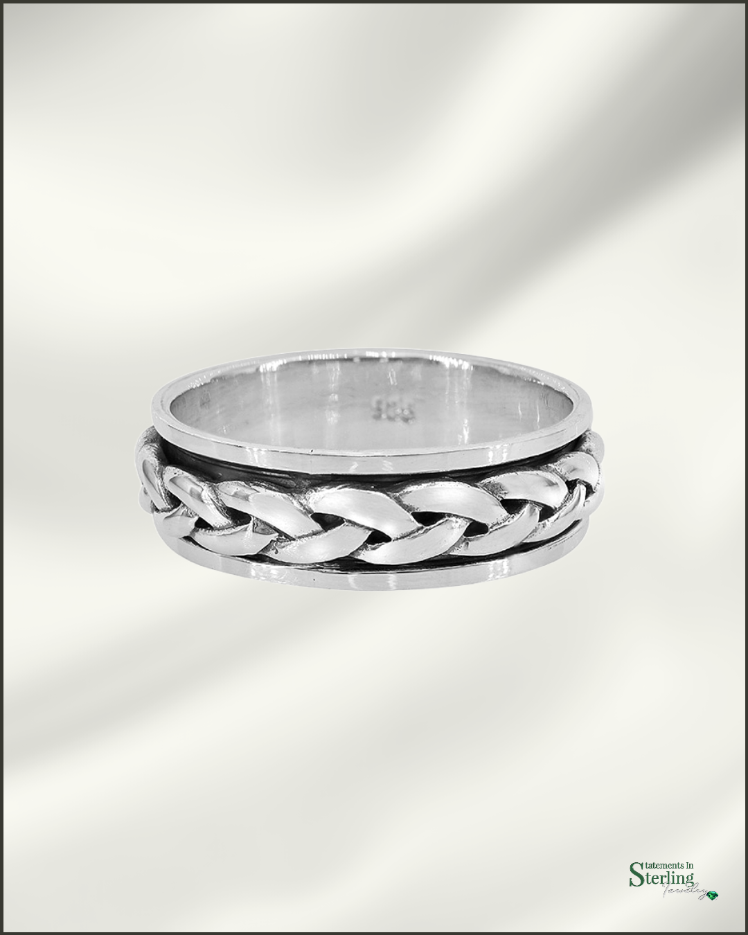 Sterling Silver Men's Spinner Braid Ring Band