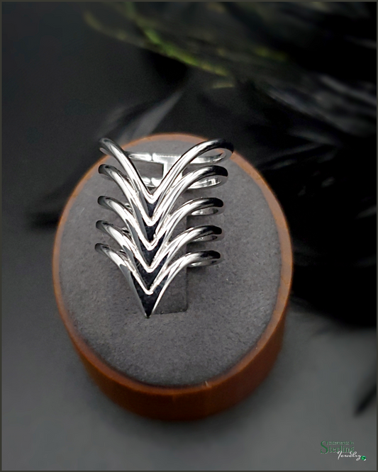 Sterling Silver Layered V Ring