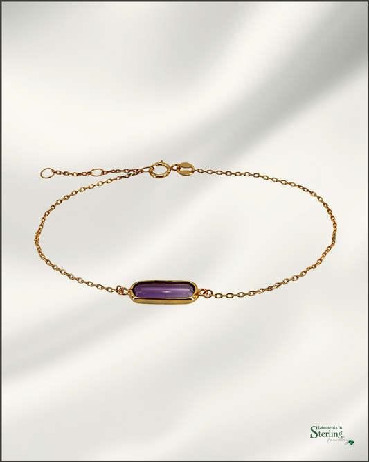 10k Gold Gemstone Bracelet in Amethyst