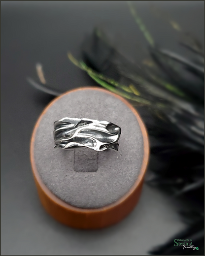 Sterling Silver Crinkle Ring in Oxidized