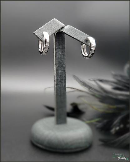Sterling Silver Hoop Earrings in Rhodium