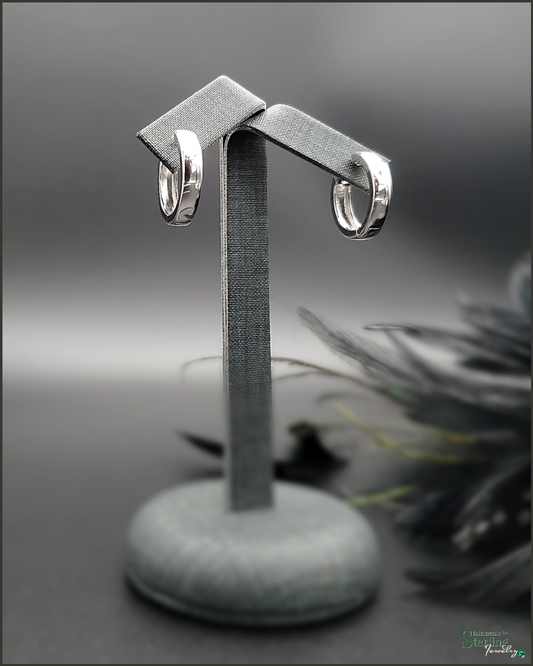Sterling Silver Hoop Earrings in Rhodium