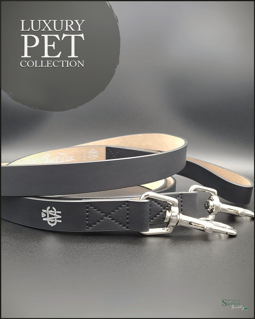 Mutt Couture Leather Dog Leash in Black