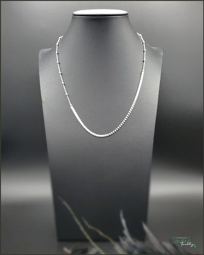 Sterling Silver Italian Double Link Necklace in Rhodium