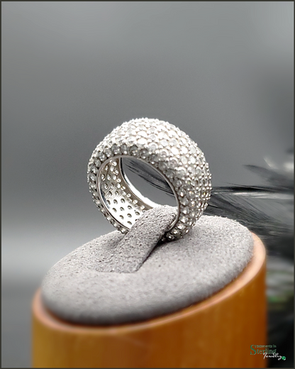 Vintage Sterling Silver Pave Band Ring