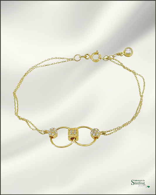 10k Gold Luxury Link Bracelet with Cubic Zirconia