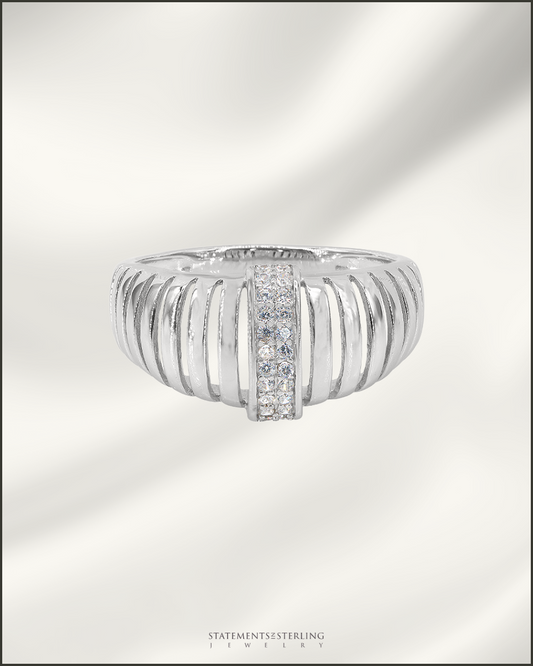 Sterling Silver Art Deco Ring with Cubic Zirconia