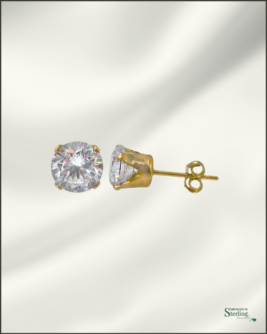 14k Gold Filled Round Cut Cubic Zirconia Stud Earrings