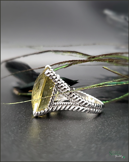 Vintage Lemon Quartz and Sterling Silver Cocktail Ring