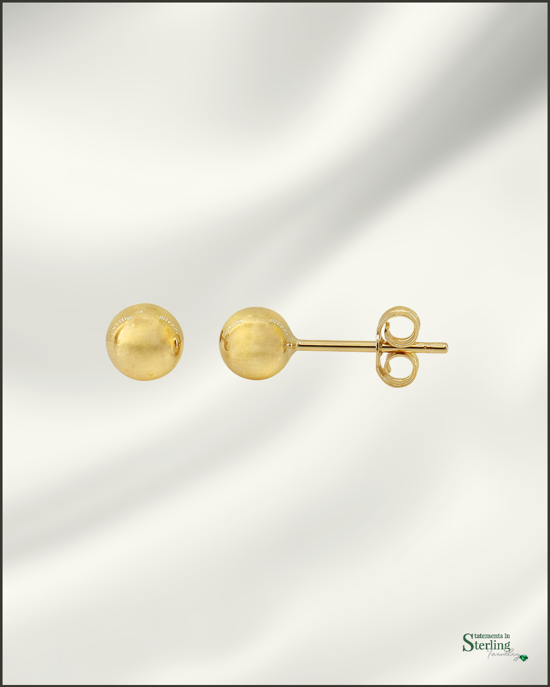 14k Yellow Gold Round Stud Earrings