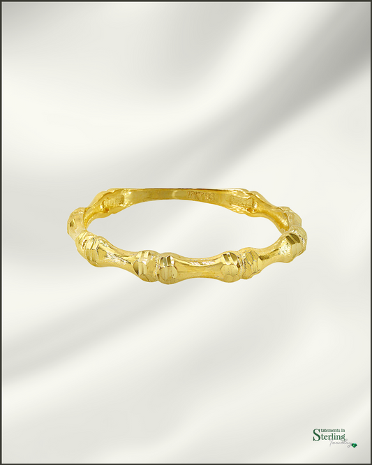 10k Gold Diamond Cut Bamboo Style Ring Band in Gold