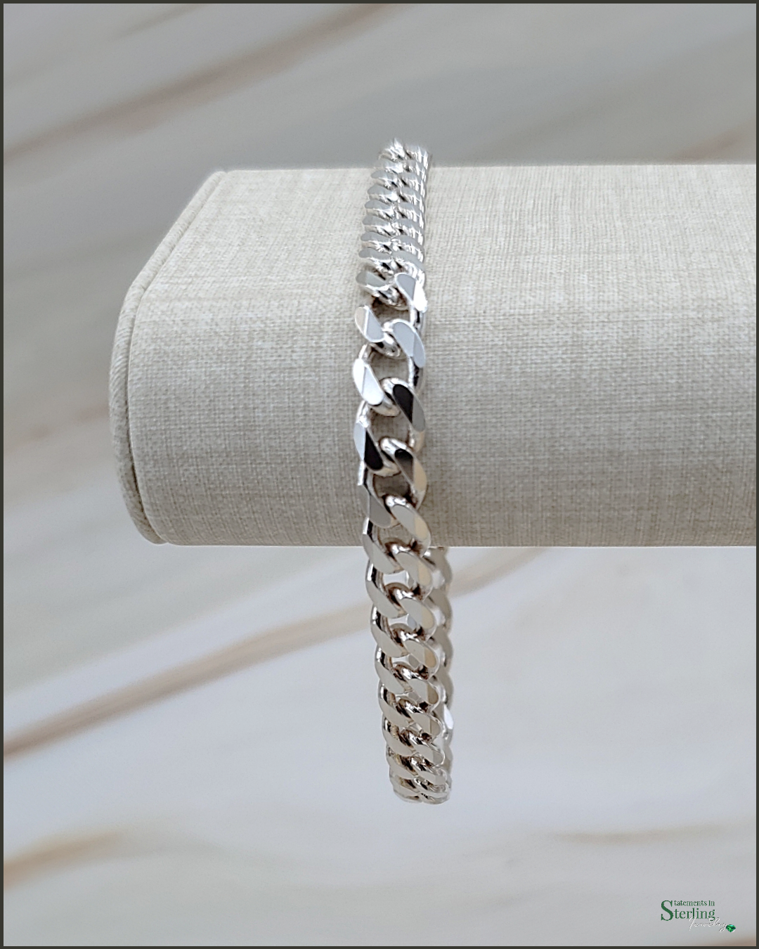 Italian Crafted Solid Sterling Silver Curb Link Chain Bracelet