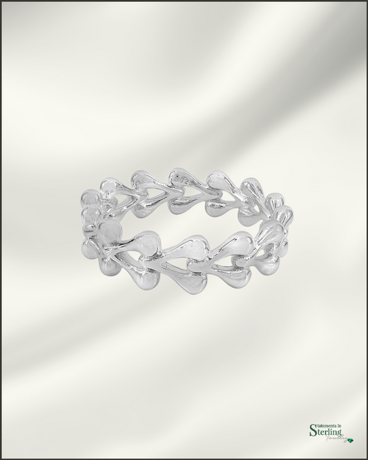 Sterling Silver Modern Heart Ring in Rhodium