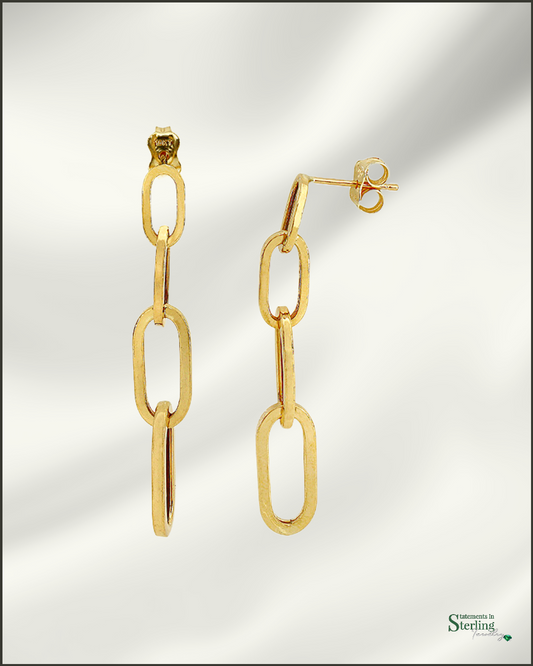 10k Gold Paperclip Link Drop Earrings