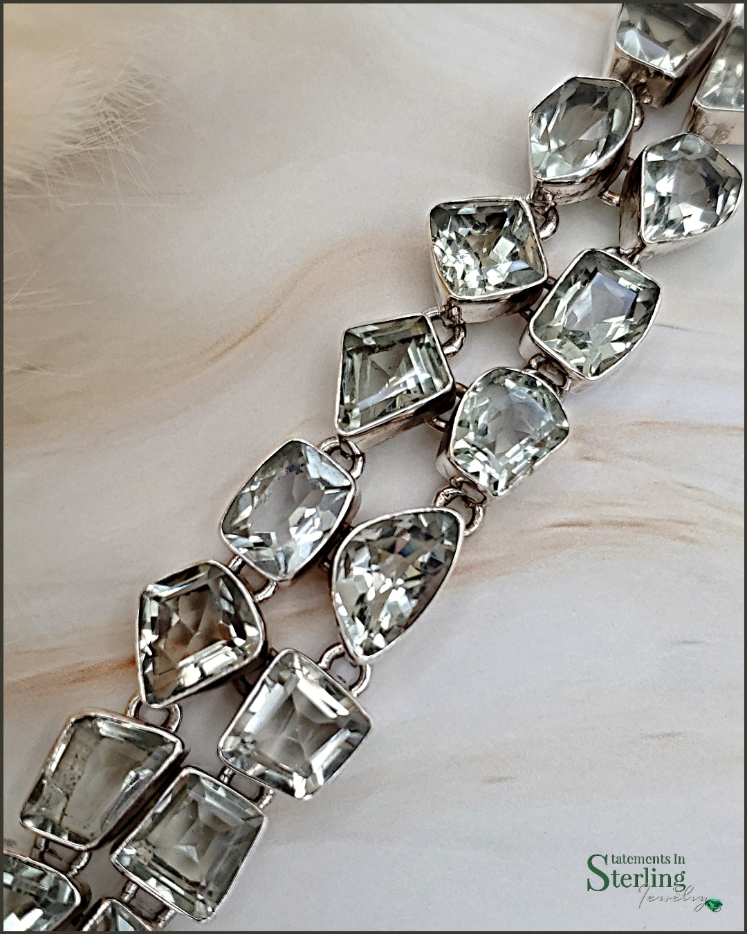 Green Amethyst and Sterling Silver Sparkle Bracelet