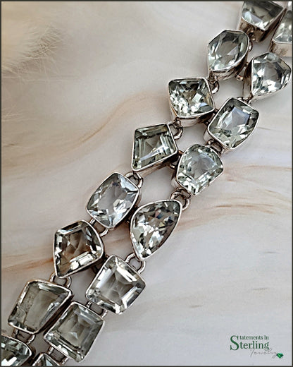 Green Amethyst and Sterling Silver Sparkle Bracelet