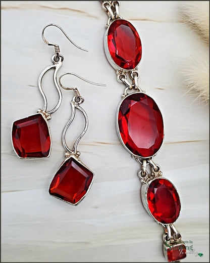 Red Quartz and Sterling Silver Dangle Earrings