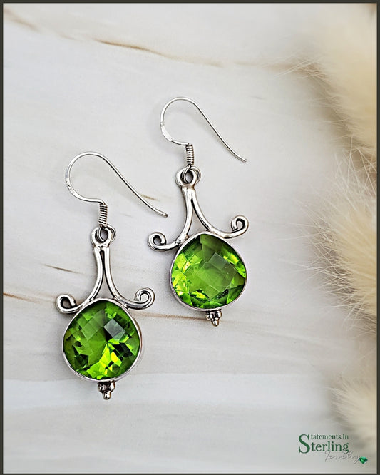 Peridot and Sterling Silver Drop Earrings