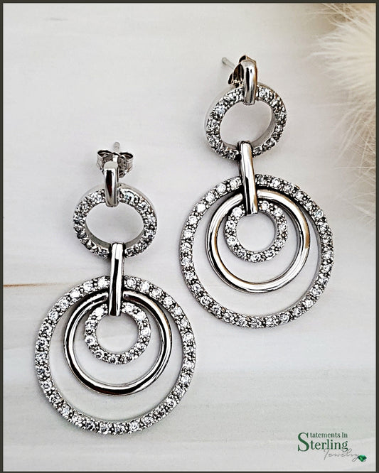 White Topaz Circle Earrings