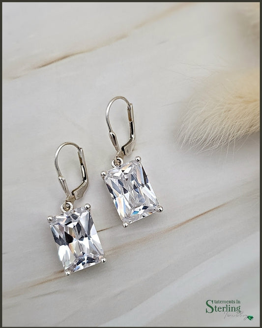 White Topaz and Sterling Silver Classic Earrings