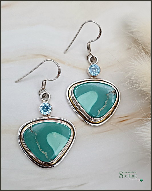 Turquoise and Swiss Blue Topaz Drop Earrings