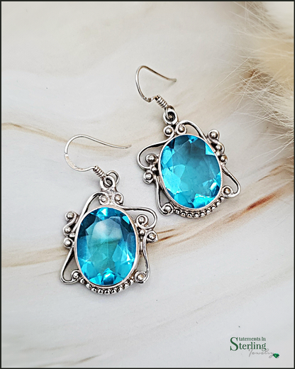 Sky Blue Quartz and Sterling Silver Earrings