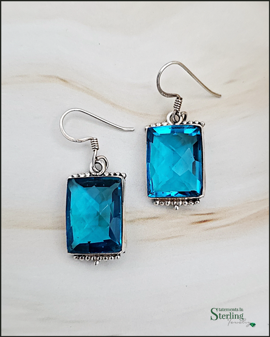 Sky Blue Quartz and Sterling Silver Drop Earrings