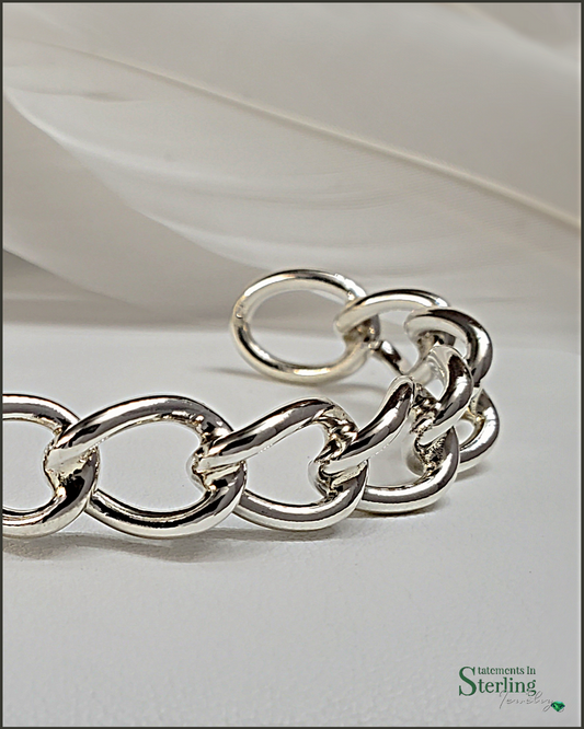 Sterling Silver Italian Twisted Link Cuff Bracelet