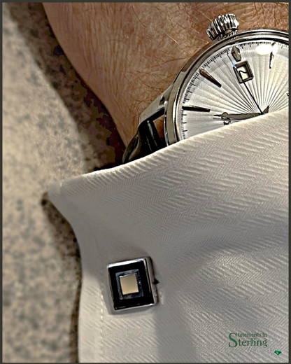 Sterling Silver and Black Onyx Square Cufflinks