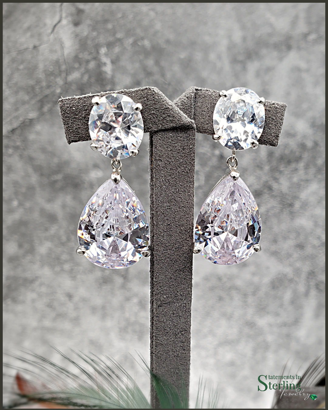 White Topaz and Sterling Silver Two Stone Earrings